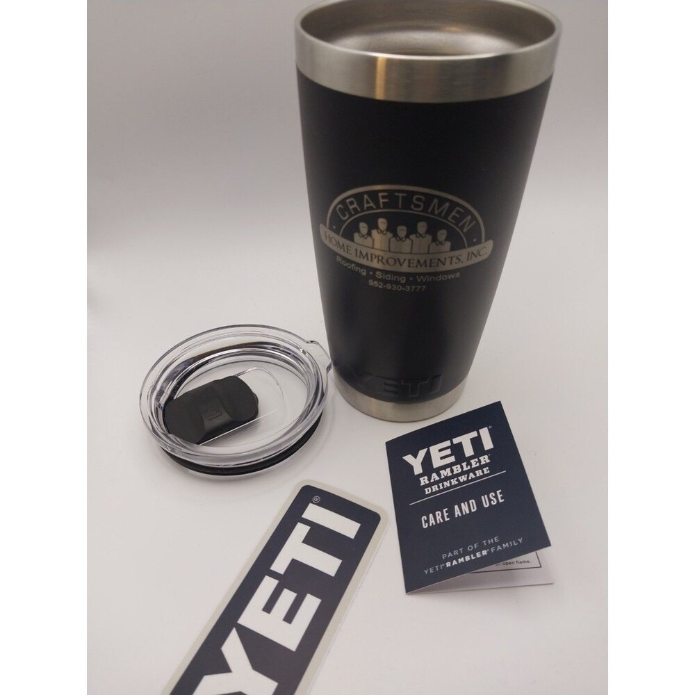 YETI Rambler 20 Oz Black Stainless Steel Insulated Tumbler Double Wall Vacuum